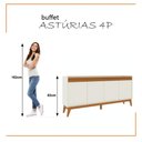 Ver imagem 7 de Buffet Aparador Ripado 4 Portas com Pés de Mdf Astúrias 180cm