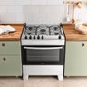 Fogão 5 Bocas Branco com Mesa Inox Atlas Mônaco Top Bivolt - 5