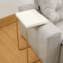 Ver imagem 3 de Mesa Lateral de Apoio para Sala Sofá Anny - Dourada e Branca