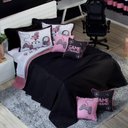Ver imagem 2 de Kit Cobre Leito Colcha Casal Padrão Game Streamer Rosê Dupla Face com Almofadas Estampadas 07 Peç