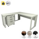 Ver imagem 2 de Mesa de Escritório em L Linha Industrial com Gaveteiro F5 Cor:cinza Claro