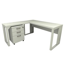 Mesa de Escritório em L Linha Industrial com Gaveteiro F5 Cor:cinza Claro - 5