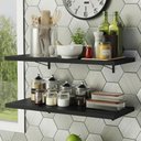 Ver imagem 1 de Kit 2 Prateleiras Suspensas para Cozinha Madesa 80 Cm com Mão Francesa - Preto