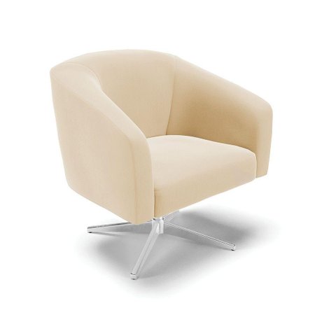 Cadeira Sala de Jantar Giratória Base Cromada Stella Suede D03 - D'Rossi Cor Bege