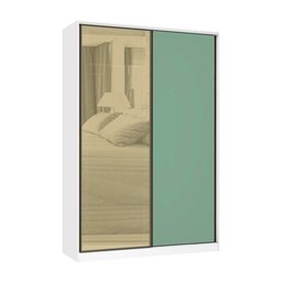 Guarda Roupa 2 Portas de Correr 3 Gavetas 159cm com Vidro Reflecta Bronze Prime Luciane Móveis - 1