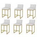 Ver imagem 1 de Banqueta Cozinha Alta com Encosto Industrial Kit 6 Dourado Lirina Pu C05 - D'rossi