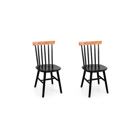 Kit 2 Cadeiras Madeira Maciça Milena:preto/natural