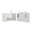 Ver imagem 2 de Berço 3 em 1 para Colchão 130x60cm com Cômoda 2 Portas 4 Gavetas Sol Multimóveis Mp4748 Branco