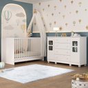 Ver imagem 1 de Berço 3 em 1 para Colchão 130x60cm com Cômoda 2 Portas 4 Gavetas Sol Multimóveis Mp4748 Branco
