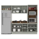 Ver imagem 4 de Cozinha Koya 4 Peças 270x214cm Armários Aéreos Balcão Torre Quente Tampo Rodapé Verde 250047