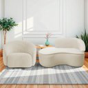 Ver imagem 2 de Kit Divã Recamier Orgânico Marrocos 150cm Lado Esquerdo e 1 Poltronas Amore Bouclé