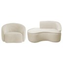 Ver imagem 1 de Kit Divã Recamier Orgânico Marrocos 150cm Lado Esquerdo e 1 Poltronas Amore Bouclé