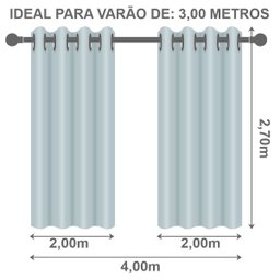 Cortina Voil Gaze Linho 4,00m X 2,70m para Porta Balcão Sala Quarto Moderno Cores Neutras Cinza - 6