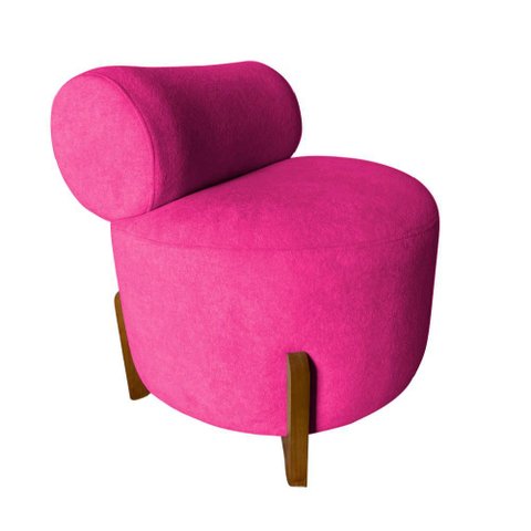 Poltrona Decorativa Mônaco Veludo Rosa Pink