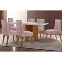 Ver imagem 1 de Conjunto: Mesa Sala Jantar Nevada c/ Tampo Madeirado c/ Vidro Canto Curvo 180x90cm e 6 Cadeiras