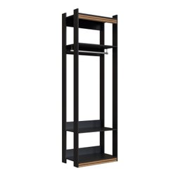 Guarda Roupa Aberto Closet 2 Cabideiros com Cômoda 6 Gavetas Wood - 4 Guarda Roupa Aberto Closet 2 Cabideiros com Cômoda 6 Gavetas Wood - 4