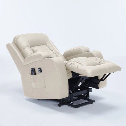 Poltrona do Papai Austin Elétrica Lift Reclinável Sala de Estar Aquecimento Massagem Pu Bege G94 - G