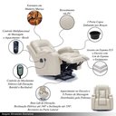 Ver imagem 3 de Poltrona do Papai Austin Elétrica Lift Reclinável Sala de Estar Aquecimento Massagem Pu Bege G94 - G