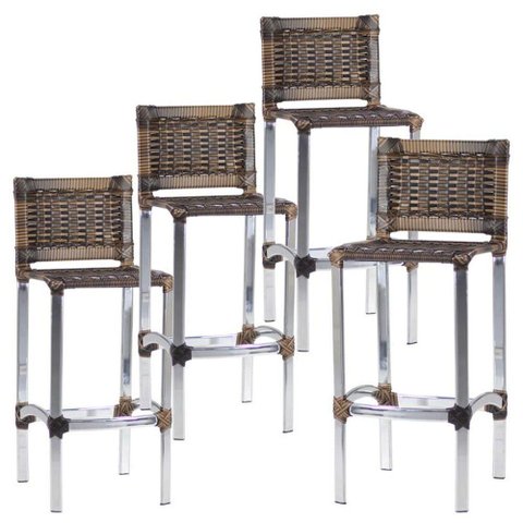 4 Banquetas Madri em Alumínio Edícula, Cozinha, Balcão Trama Argila