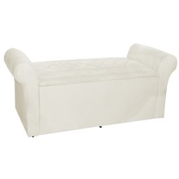 Calçadeira Baú Casal 140 cm Cancun Suede Cores - DS Estofados - Marfim - 2