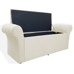 Calçadeira Baú Casal 140 cm Cancun Suede Cores - DS Estofados - Marfim - 3