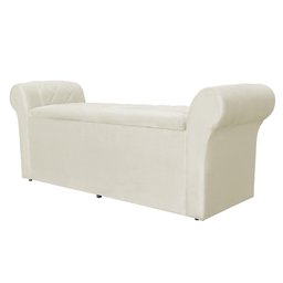Calçadeira Baú Casal 140 cm Cancun Suede Cores - DS Estofados - Marfim - 1