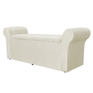 Calçadeira Baú Casal 140 cm Cancun Suede Cores - DS Estofados - Marfim
