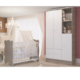 Quarto De Bebê Completo Berço Com Guarda Roupa 3 Portas 2 Gavetas 2 Nichos Algodao Doce - 1