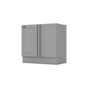 Ver imagem 3 de Balcão Porta Toalha com Canto Reto e Balcão com 1 Porta com Balcão para Pia Americana Cinza - Henn