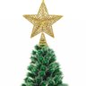 Estrela Ponteira Natalina Árvore Natal Dourado Glitter 20cm - 2