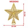 Estrela Ponteira Natalina Árvore Natal Dourado Glitter 20cm - 4