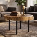 Ver imagem 2 de Mesa de Centro Sala Madeira Macica Grande Organica Pe de Aço Industrial 75x66cm