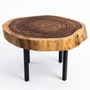 Ver imagem 4 de Mesa de Centro Sala Madeira Macica Grande Organica Pe de Aço Industrial 75x66cm