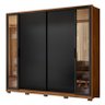 Guarda Roupa Casal Laredo 4 Portas Flex Nogueira/preto Prime com Vidro Reflecta e Pés - Demartêz - 1