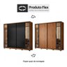 Guarda Roupa Casal Laredo 4 Portas Flex Nogueira/preto Prime com Vidro Reflecta e Pés - Demartêz - 4