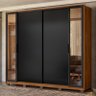 Guarda Roupa Casal Laredo 4 Portas Flex Nogueira/preto Prime com Vidro Reflecta e Pés - Demartêz - 2