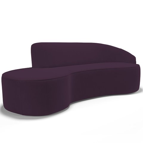 Sofá 4 Lugares Curvo Sala de Estar Living Firenze Direito D02 Veludo Roxo 260 cm C-292 - Lyam