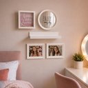 Ver imagem 3 de Kit Decoração de Parede 5 Peças Prateleira Espelho Quadro