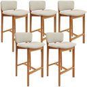 Ver imagem 1 de Kit 5 Banqueta Alta para Cozinha Sala de Jantar Bar Dara Linho Champagne - Lyam Decor