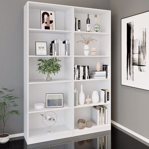 Kit 2 Estantes para Livros Multiuso 5 Nichos 175CMX104CM Montreal Yescasa Branco