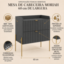 Ver imagem 2 de Mesa Cabeceira Retro Industrial Moriah 60cm Gavetas Laqueadas Grafite Preto com Dourado