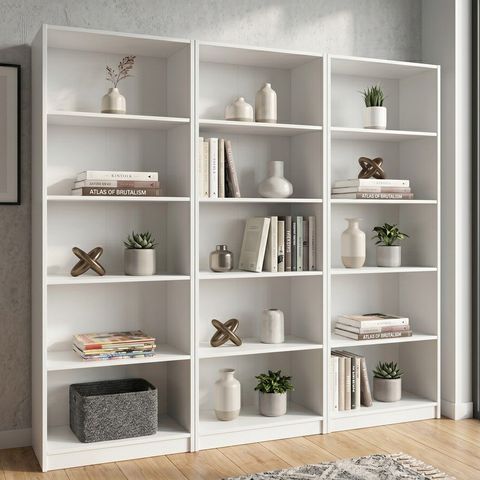 Kit 3 Estantes para Livros Multiuso 5 Nichos 175CMX156CM Montreal Yescasa Branco