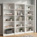 Ver imagem 1 de Kit 3 Estantes para Livros Multiuso 5 Nichos 175CMX156CM Montreal Yescasa Branco