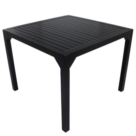 Mesa Quadrada Haiti 60cm Tampo Ripado em Alumínio Trama Preto
