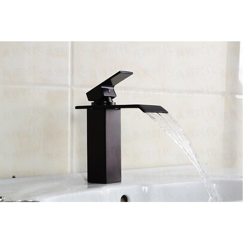 Torneira Cascata Banheiro Misturado Pia Baixa T6006 Preta Luuk Young