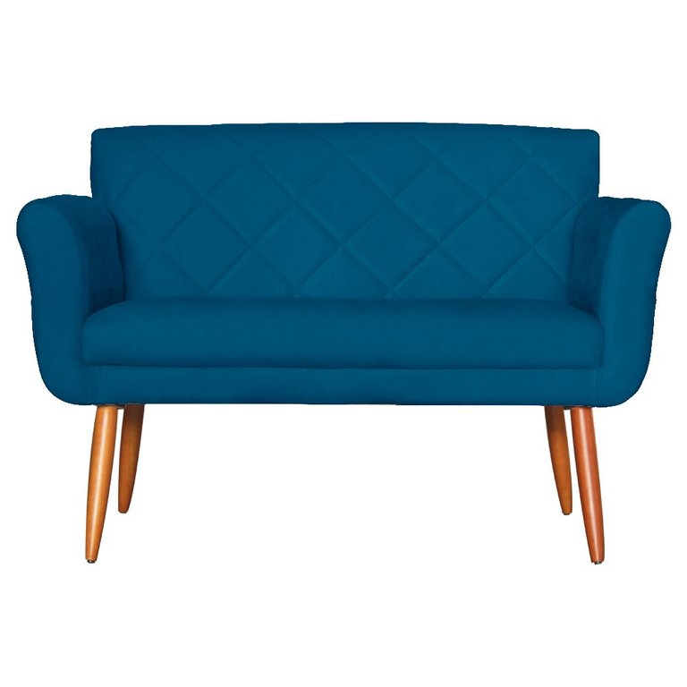Namoradeira Decorativa Isabela Pés Palito Suede Azul Marinho Claro - DS Estofados Namoradeira Decorativa Isabela Pés Palito Suede Azul Marinho Claro - DS Estofados