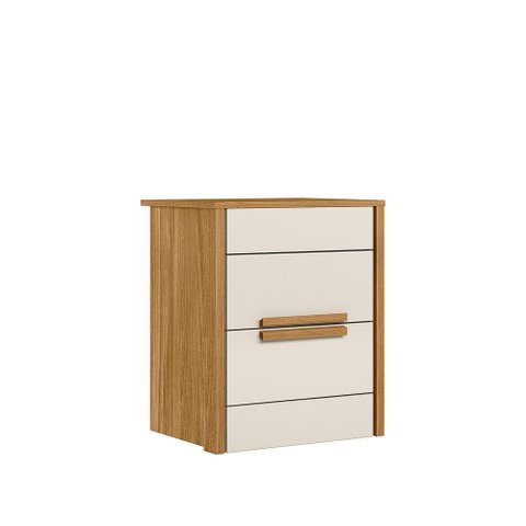 Mesa de Cabeceira 2 gavetas Freijo / Off White Dhara - Moval