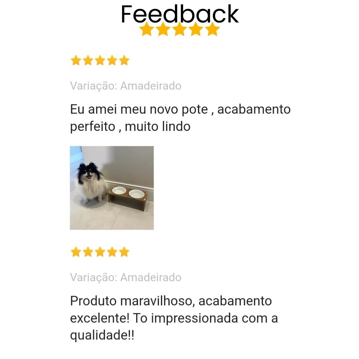 Comedouro Elevado Duplo Pet Gato Cachorro Mdf Nick - Porcelana - Amadeirado - 6