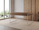 Ver imagem 1 de Mesa Industrial Filadélfia 137x90 Ferro Branco Tampo Amêndoa