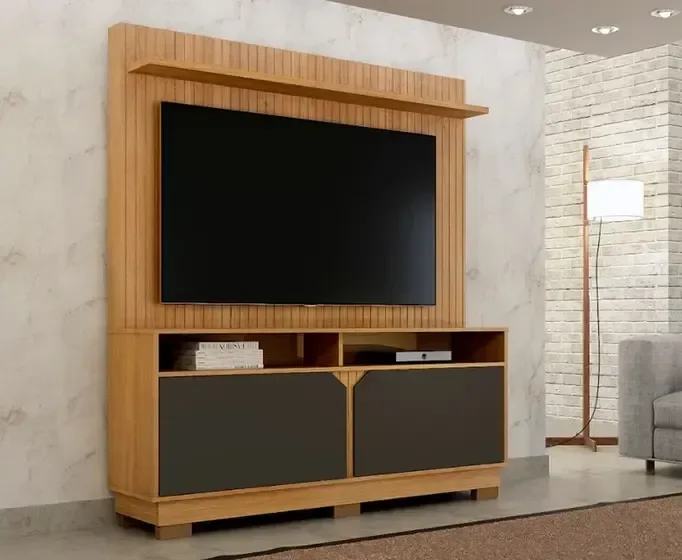 Home para Tv até 55" 2 Portas Painel Frisado Cinamomo Grafitte - Berlim